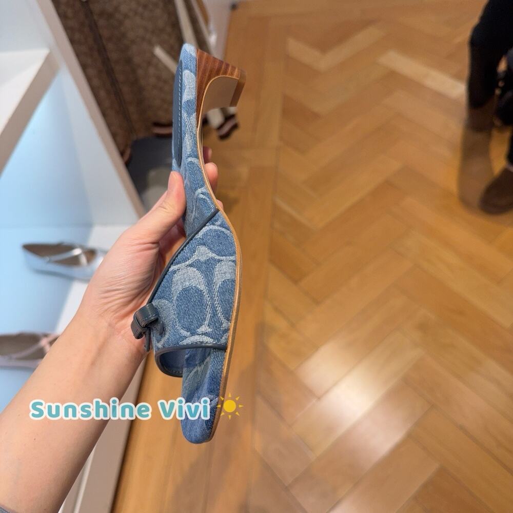 NEW COACH Women Bow Kitten Heel Sandal Denim Indigo CEE10 us 8 - Picture 5 of 5